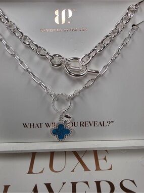 Bomb Party Luxe Layers Necklace set with Blue Clover Charm